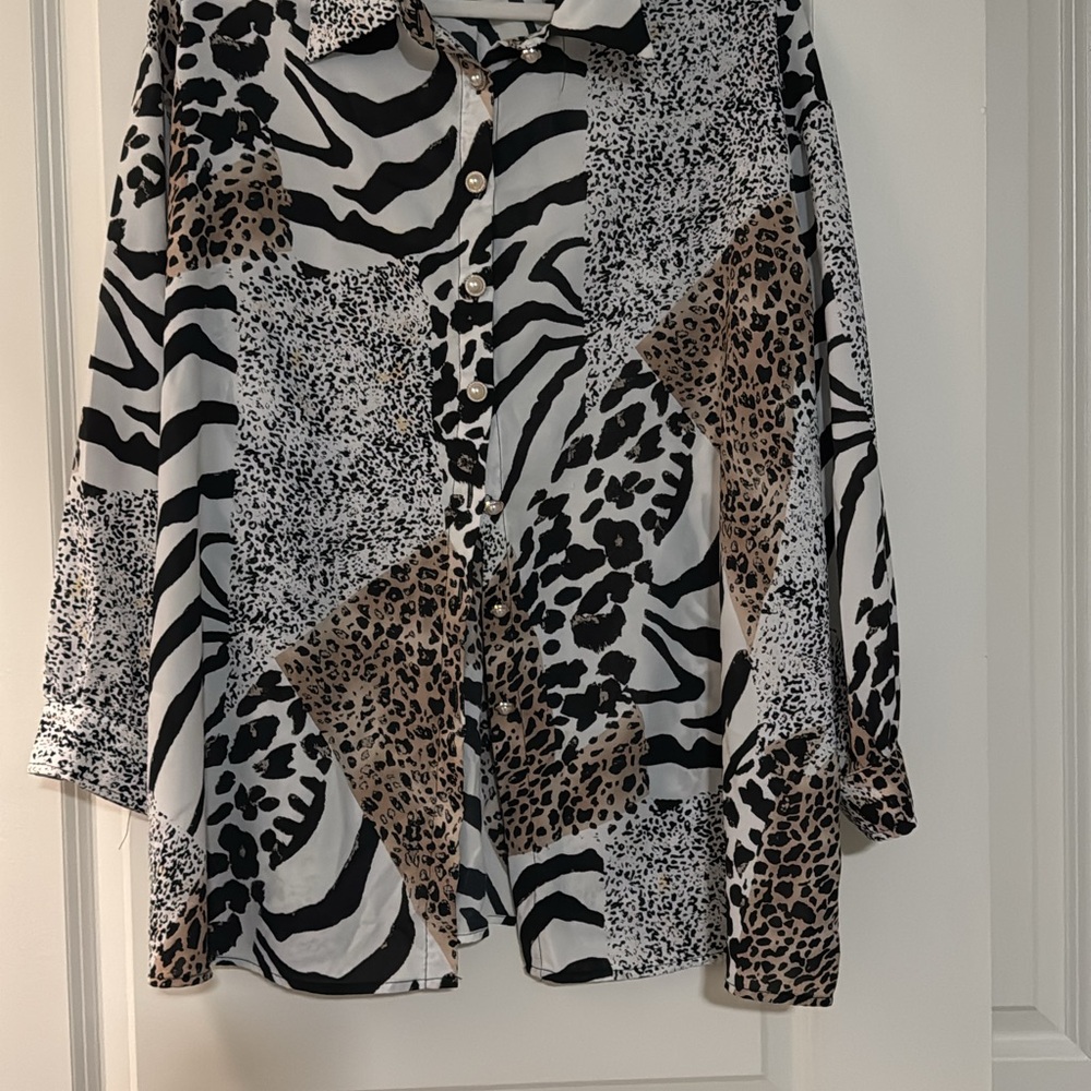 Animal Print Button-Up Shirt